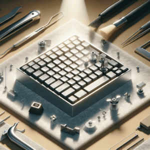 A pristine keyboard being meticulously cleaned using precision techniques, showcasing effective methods for maintaining cleanliness and hygiene.